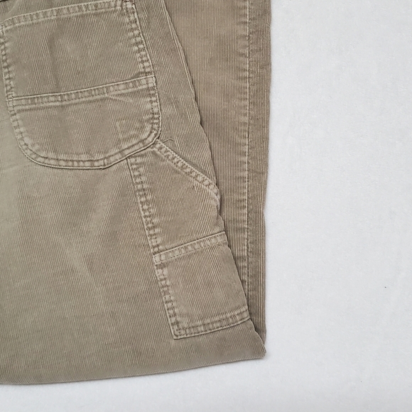 VINTAGE 90s Wrangler Grunge Tan Corduroy High Rise Tapered Leg Cargo Pants 34x30 - Picture 7 of 11